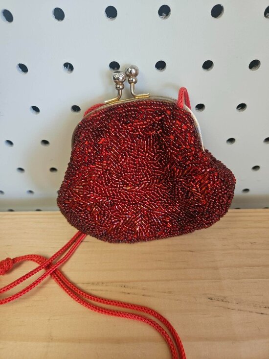 Handbags - Vintage Red Beaded Coin Purse